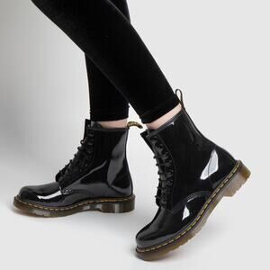 Womens Size 7 Dr. Martens Boots High-Top Patent Leather Round Toe Black 1460